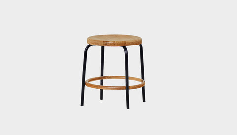 reddie-raw stool 35dia x 45H / Solid Reclaimed Teak Wood~Natural / Metal~Black Milton Low Stool