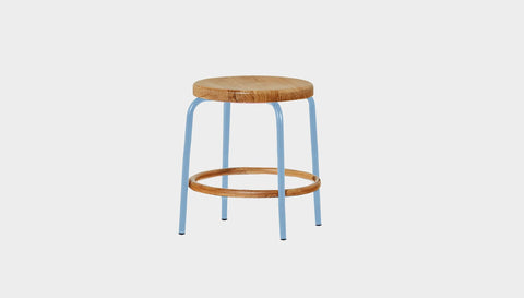 reddie-raw stool 35dia x 45H / Solid Reclaimed Teak Wood~Natural / Metal~Blue Milton Low Stool