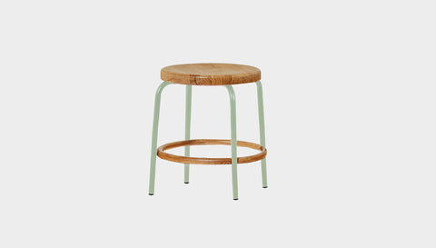 reddie-raw stool 35dia x 45H / Solid Reclaimed Teak Wood~Natural / Metal~Mint Milton Low Stool