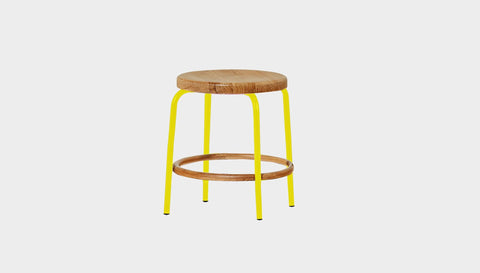 reddie-raw stool 35dia x 45H / Solid Reclaimed Teak Wood~Natural / Metal~Yellow Milton Low Stool