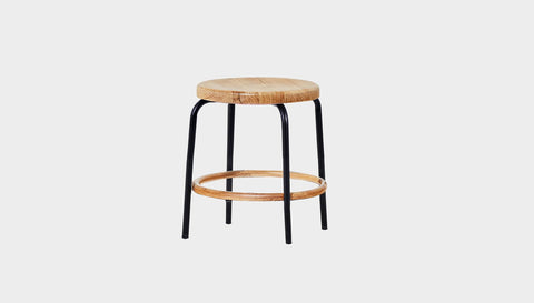 reddie-raw stool 35dia x 45H / Solid Reclaimed Teak Wood~Oak / Metal~Black Milton Low Stool