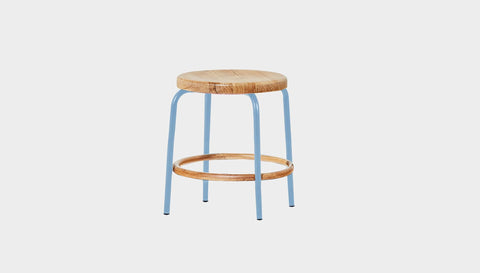 reddie-raw stool 35dia x 45H / Solid Reclaimed Teak Wood~Oak / Metal~Blue Milton Low Stool