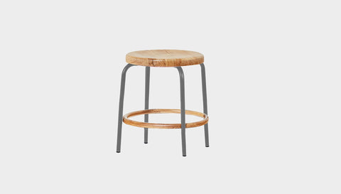 reddie-raw stool 35dia x 45H / Solid Reclaimed Teak Wood~Oak / Metal~Grey Milton Low Stool
