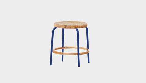 reddie-raw stool 35dia x 45H / Solid Reclaimed Teak Wood~Oak / Metal~Navy Milton Low Stool
