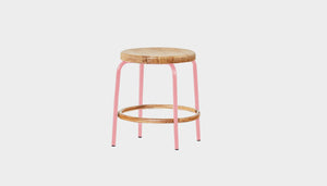 reddie-raw stool 35dia x 45H / Solid Reclaimed Teak Wood~Oak / Metal~Pink Milton Low Stool