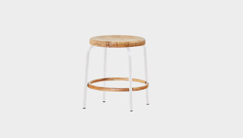 reddie-raw stool 35dia x 45H / Solid Reclaimed Teak Wood~Oak / Metal~White Milton Low Stool