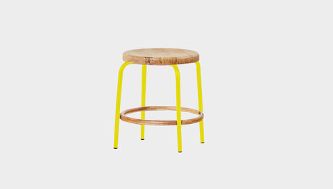 reddie-raw stool 35dia x 45H / Solid Reclaimed Teak Wood~Oak / Metal~Yellow Milton Low Stool