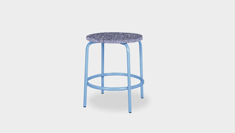 reddie-raw stool 35dia x 45H* cm / Recycled Bottle Tops~Cement / Metal~Blue Milton Low Stool - Recycled Plastic