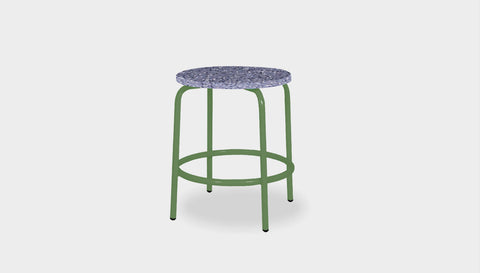 reddie-raw outdoor seating 35dia x 45H* cm / Recycled Bottle Tops~Cement / Metal~Green Milton Low Stool - Recycled Plastic