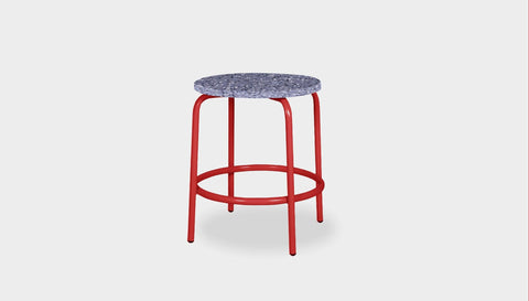 reddie-raw stool 35dia x 45H* cm / Recycled Bottle Tops~Cement / Metal~Red Milton Low Stool - Recycled Plastic