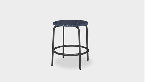 reddie-raw stool 35dia x 45H* cm / Recycled Bottle Tops~Coal / Metal~Black Milton Low Stool - Recycled Plastic