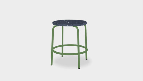 reddie-raw outdoor seating 35dia x 45H* cm / Recycled Bottle Tops~Coal / Metal~Green Milton Low Stool - Recycled Plastic