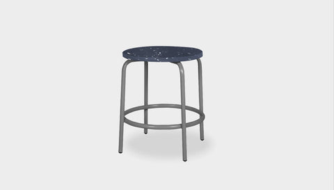 reddie-raw stool 35dia x 45H* cm / Recycled Bottle Tops~Coal / Metal~Grey Milton Low Stool - Recycled Plastic