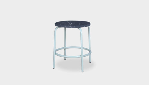 reddie-raw stool 35dia x 45H* cm / Recycled Bottle Tops~Coal / Metal~Mint Milton Low Stool - Recycled Plastic