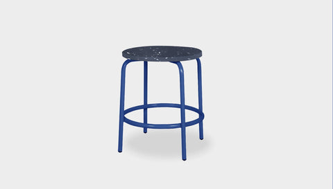 reddie-raw stool 35dia x 45H* cm / Recycled Bottle Tops~Coal / Metal~Navy Milton Low Stool - Recycled Plastic