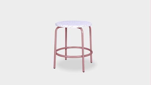 reddie-raw stool 35dia x 45H* cm / Recycled Bottle Tops~Dalmation / Metal~Pink Milton Low Stool - Recycled Plastic