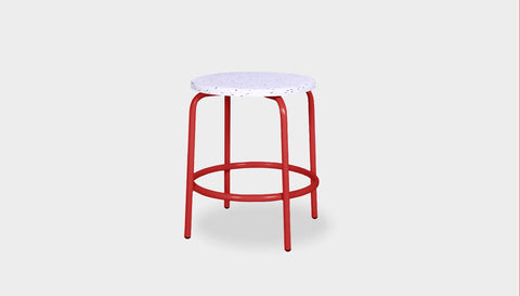reddie-raw stool 35dia x 45H* cm / Recycled Bottle Tops~Dalmation / Metal~Red Milton Low Stool - Recycled Plastic