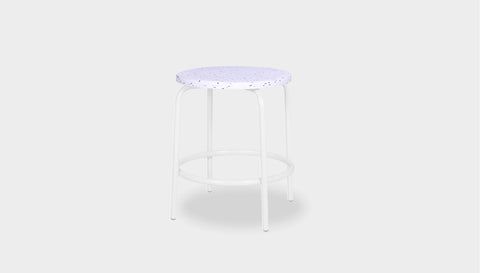 reddie-raw stool 35dia x 45H* cm / Recycled Bottle Tops~Dalmation / Metal~White Milton Low Stool - Recycled Plastic