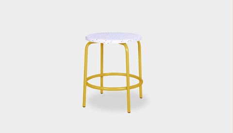 reddie-raw stool 35dia x 45H* cm / Recycled Bottle Tops~Dalmation / Metal~Yellow Milton Low Stool - Recycled Plastic