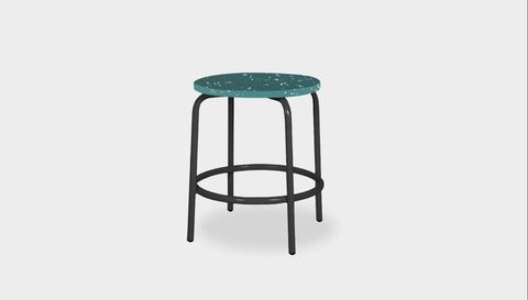 reddie-raw stool 35dia x 45H* cm / Recycled Bottle Tops~Forest / Metal~Black Milton Low Stool - Recycled Plastic