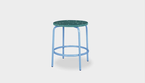 reddie-raw stool 35dia x 45H* cm / Recycled Bottle Tops~Forest / Metal~Blue Milton Low Stool - Recycled Plastic
