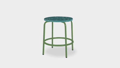 reddie-raw outdoor seating 35dia x 45H* cm / Recycled Bottle Tops~Forest / Metal~Green Milton Low Stool - Recycled Plastic