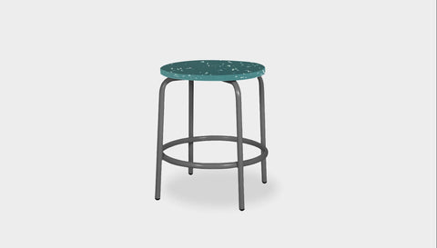 reddie-raw stool 35dia x 45H* cm / Recycled Bottle Tops~Forest / Metal~Grey Milton Low Stool - Recycled Plastic