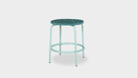 reddie-raw stool 35dia x 45H* cm / Recycled Bottle Tops~Forest / Metal~Mint Milton Low Stool - Recycled Plastic