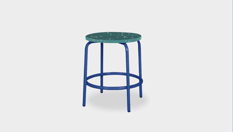 reddie-raw stool 35dia x 45H* cm / Recycled Bottle Tops~Forest / Metal~Navy Milton Low Stool - Recycled Plastic