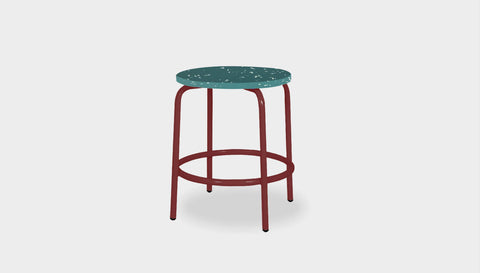 reddie-raw outdoor seating 35dia x 45H* cm / Recycled Bottle Tops~Forest / Metal~Rust Milton Low Stool - Recycled Plastic