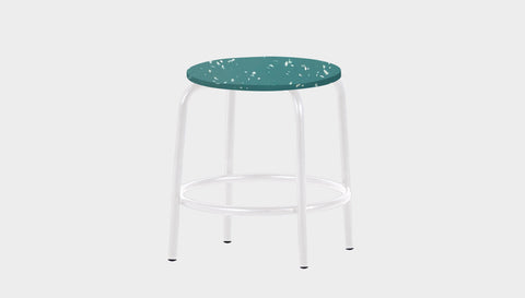reddie-raw stool 35dia x 45H* cm / Recycled Bottle Tops~Forest / Metal~White Milton Low Stool - Recycled Plastic