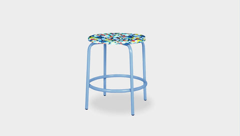 reddie-raw stool 35dia x 45H* cm / Recycled Bottle Tops~Freckles / Metal~Blue Milton Low Stool - Recycled Plastic