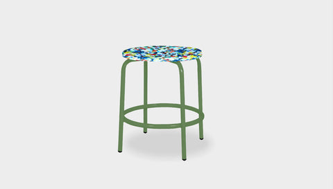 reddie-raw outdoor seating 35dia x 45H* cm / Recycled Bottle Tops~Freckles / Metal~Green Milton Low Stool - Recycled Plastic