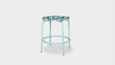 reddie-raw stool 35dia x 45H* cm / Recycled Bottle Tops~Freckles / Metal~Mint Milton Low Stool - Recycled Plastic
