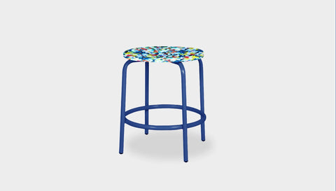 reddie-raw stool 35dia x 45H* cm / Recycled Bottle Tops~Freckles / Metal~Navy Milton Low Stool - Recycled Plastic