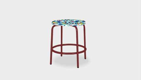 reddie-raw outdoor seating 35dia x 45H* cm / Recycled Bottle Tops~Freckles / Metal~Rust Milton Low Stool - Recycled Plastic