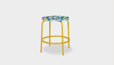 reddie-raw stool 35dia x 45H* cm / Recycled Bottle Tops~Freckles / Metal~Yellow Milton Low Stool - Recycled Plastic