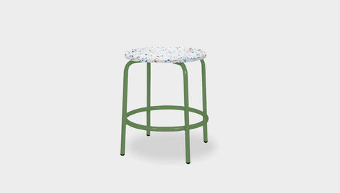 reddie-raw outdoor seating 35dia x 45H* cm / Recycled Bottle Tops~Palette / Metal~Green Milton Low Stool - Recycled Plastic