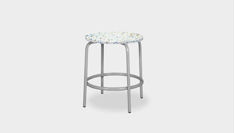 reddie-raw stool 35dia x 45H* cm / Recycled Bottle Tops~Palette / Metal~Grey Milton Low Stool - Recycled Plastic