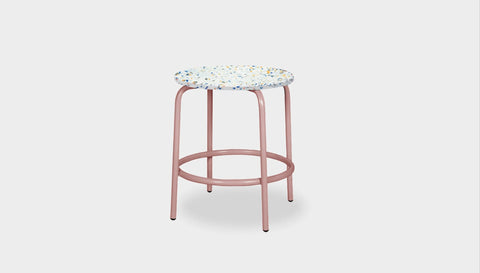 reddie-raw stool 35dia x 45H* cm / Recycled Bottle Tops~Palette / Metal~Pink Milton Low Stool - Recycled Plastic