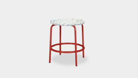 reddie-raw stool 35dia x 45H* cm / Recycled Bottle Tops~Palette / Metal~Red Milton Low Stool - Recycled Plastic
