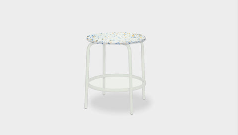 reddie-raw stool 35dia x 45H* cm / Recycled Bottle Tops~Palette / Metal~White Milton Low Stool - Recycled Plastic