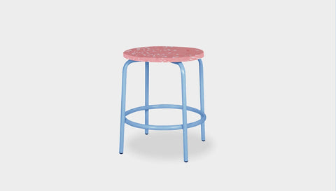 reddie-raw stool 35dia x 45H* cm / Recycled Bottle Tops~Peach / Metal~Blue Milton Low Stool - Recycled Plastic