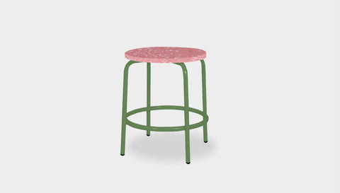 reddie-raw outdoor seating 35dia x 45H* cm / Recycled Bottle Tops~Peach / Metal~Green Milton Low Stool - Recycled Plastic