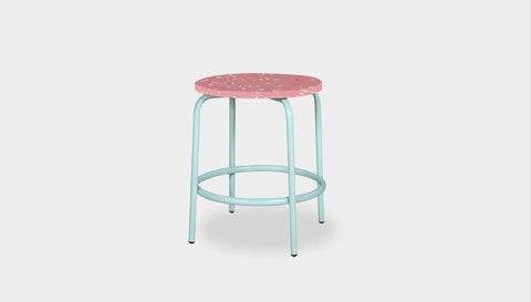 reddie-raw stool 35dia x 45H* cm / Recycled Bottle Tops~Peach / Metal~Mint Milton Low Stool - Recycled Plastic