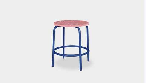 reddie-raw stool 35dia x 45H* cm / Recycled Bottle Tops~Peach / Metal~Navy Milton Low Stool - Recycled Plastic