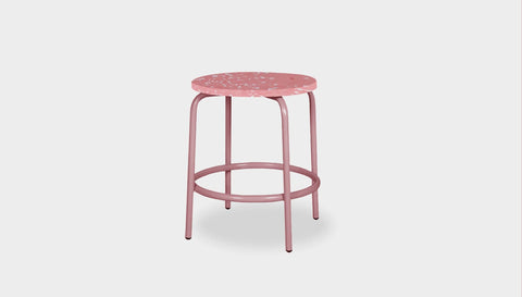 reddie-raw stool 35dia x 45H* cm / Recycled Bottle Tops~Peach / Metal~Pink Milton Low Stool - Recycled Plastic