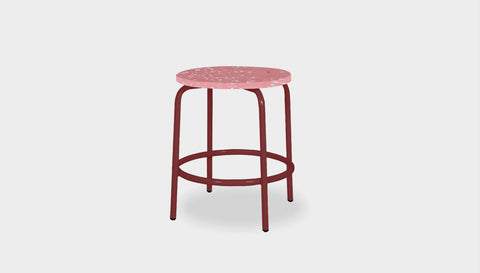 reddie-raw outdoor seating 35dia x 45H* cm / Recycled Bottle Tops~Peach / Metal~Rust Milton Low Stool - Recycled Plastic