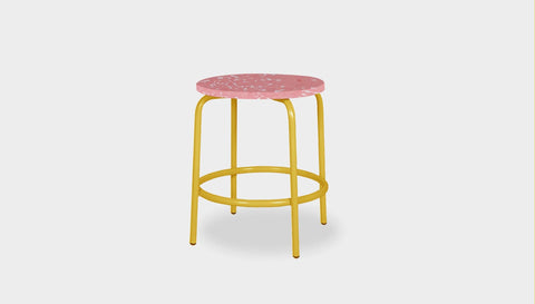 reddie-raw stool 35dia x 45H* cm / Recycled Bottle Tops~Peach / Metal~Yellow Milton Low Stool - Recycled Plastic