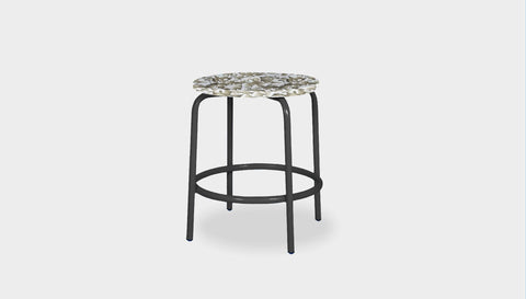 reddie-raw stool 35dia x 45H* cm / Recycled Bottle Tops~Pearl / Metal~Black Milton Low Stool - Recycled Plastic